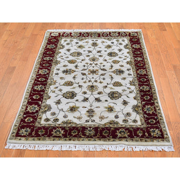 4'X6' Rajasthan Half Wool And Half Silk Thick And Plush Hand Knotted Rug