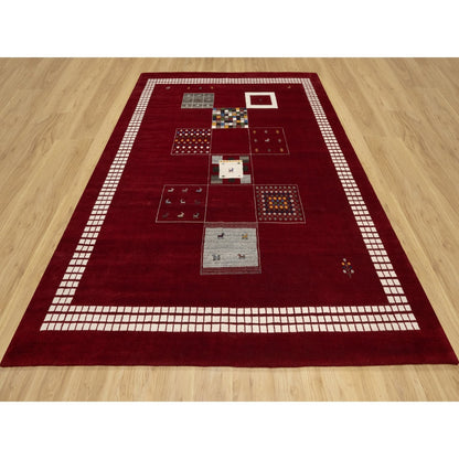 8'X10'1" Sangria Red Modern Hand Knotted Lori Buft Gabbeh Soft Wool Rug