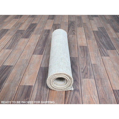 2'1"x5'10" Papyrus White Hand Knotted Wool White Wash Old Tebraz Runner Rug