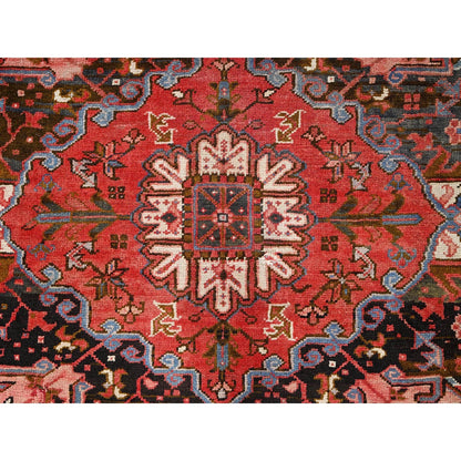 7'5"X10'10" Red Pure Wool Hand Knotted Semi Antique Zoroastrian Heris Rug