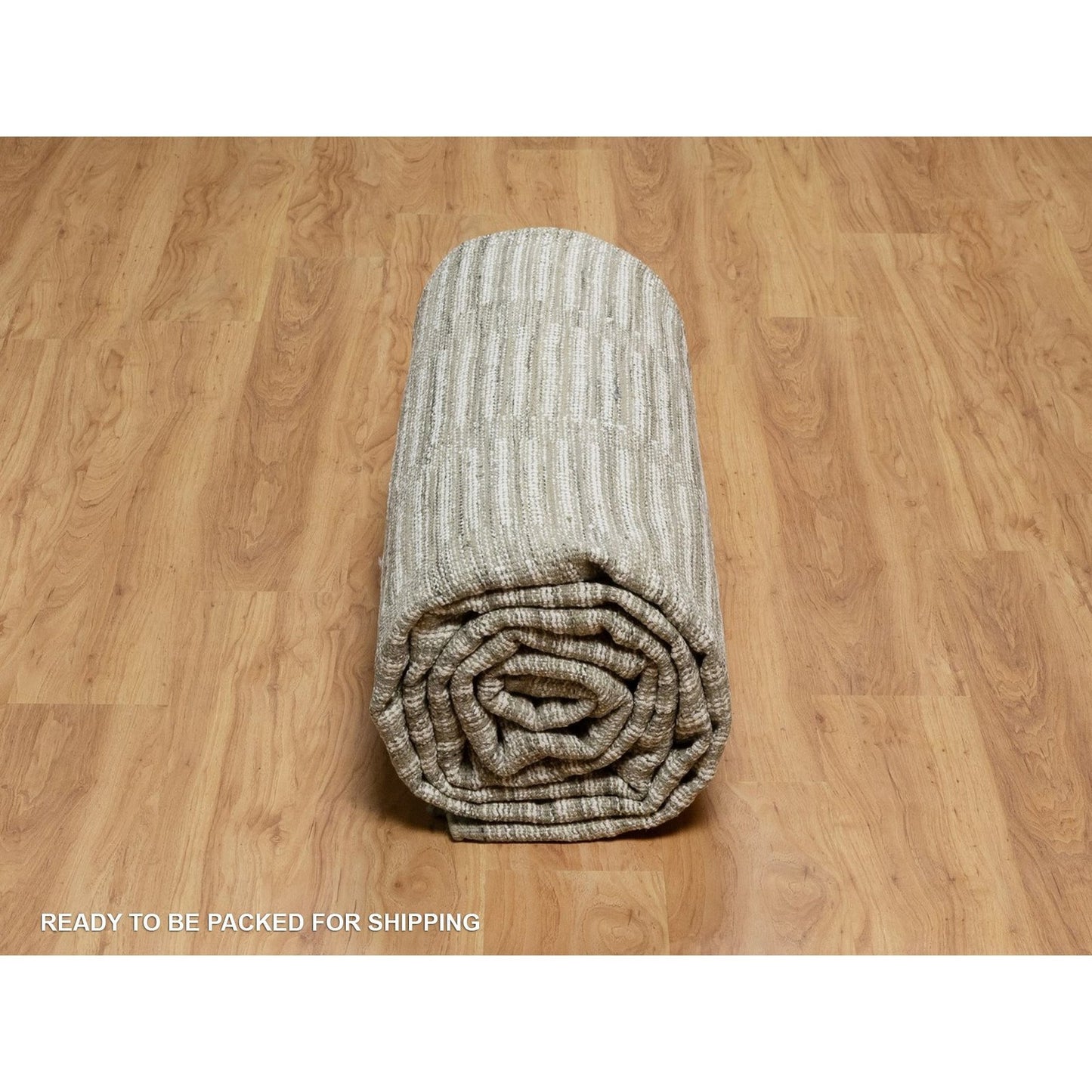 10'X14'1" Ivory Flat Weave With Pile Rug Undyed Natural Wool Hand Woven