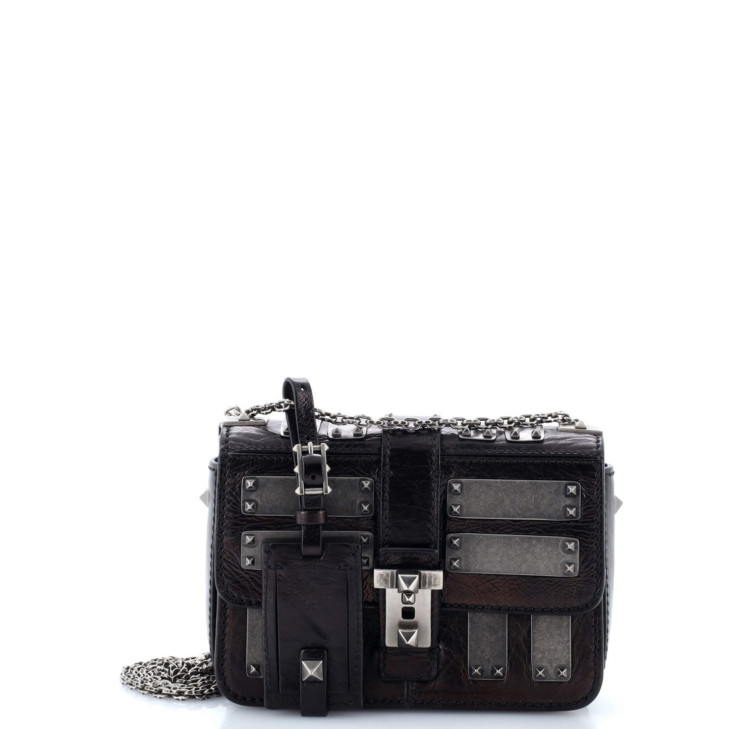 Valentino Garavani B-Rockstud Shoulder Bag Glazed Leather With Metal