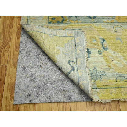 9'1"X12'1" Gray & Gold Antiqued Bijar Garus Design Hand Knotted Wool Rug
