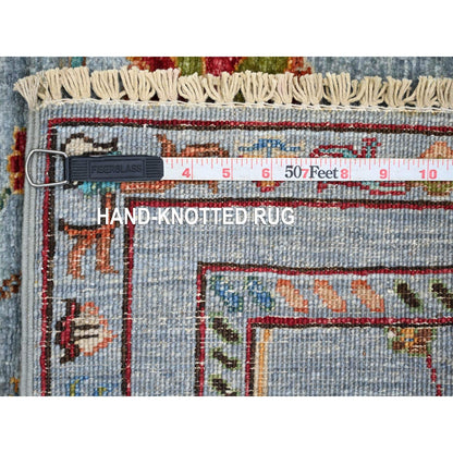 2'9"x8'6" Blue Afghan Sultani with All Over Design Wool Runner Rug