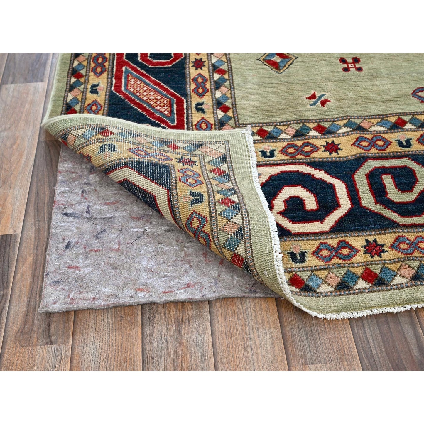 8'X10'4" Green Afghan Special Kazak Hand Knotted Pure Wool Oriental Rug