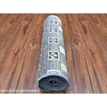 2'4"X9'9" Hand Knotted Kashkuli Gabbeh Pictorial Design Wool Runner Rug