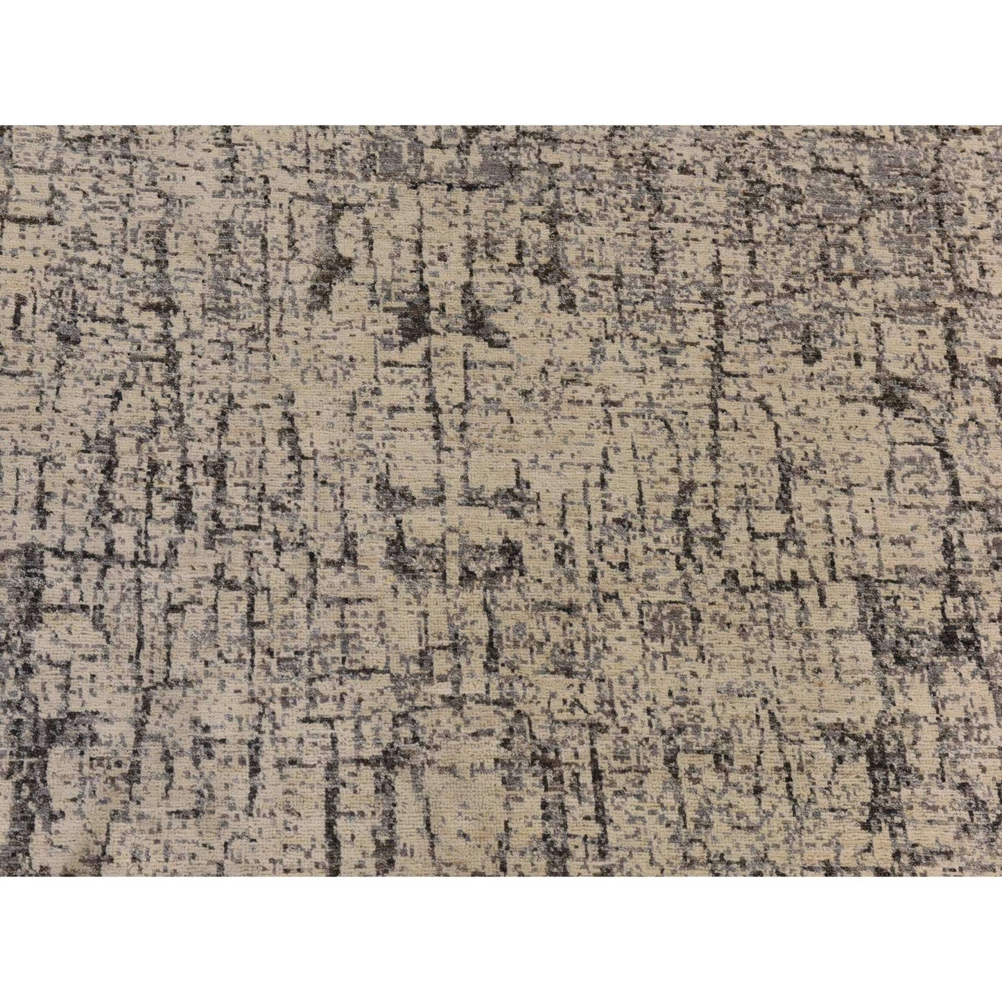 6'X9' Oyster Gray Fossil Design All Wool Hand Knotted Modern Oriental Rug