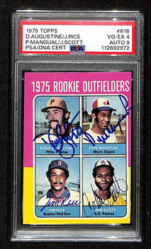 Jim Rice Hof Signed On Card 1975 Topps Outfielders Rc Card #616 Psa/Dna Auto 9