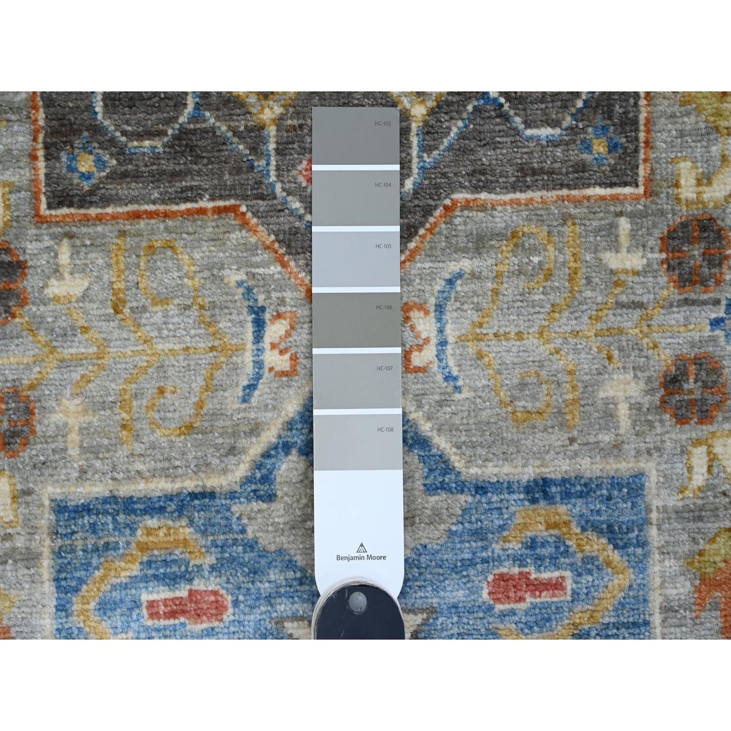 2'7"X10'2" Gray Caucasian Akstafa Design Hand Knotted All Wool Runner Rug
