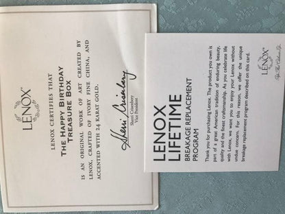 Collectible Lenox Happy Birthday Treasure Box Porcelain Trinket Figurine Gift