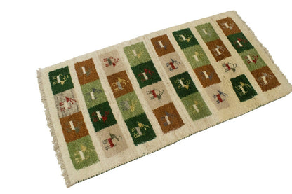 Handmade Thick Pile Multicolored Tribal Indo-Gabbeh Rug Oriental Carpet 2X4 ft