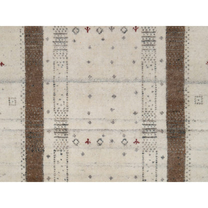 2'8"X8' Ivory Hand Knotted Lori Buft Modern Design Pure Wool Runner Rug