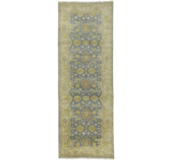 4X12 Ft Muted Gray Floral Oushak Chobi Runner Rug