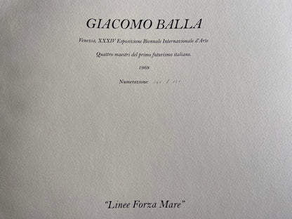Giacomo Balla Lithograph 1968 Venice Biennale Coa