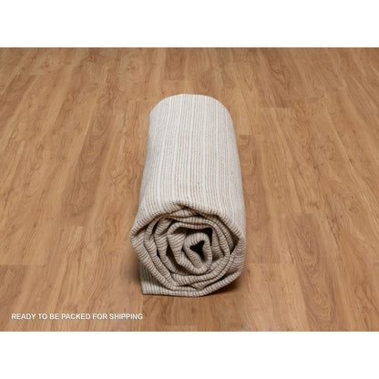 10'X14' Sand Brown Modern Plain Decor Box Design Loomed Knotted Wool Rug
