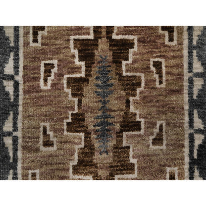 2'X3'1" Brown Hand Knotted Southwest American Indian Design Wool Mat Rug