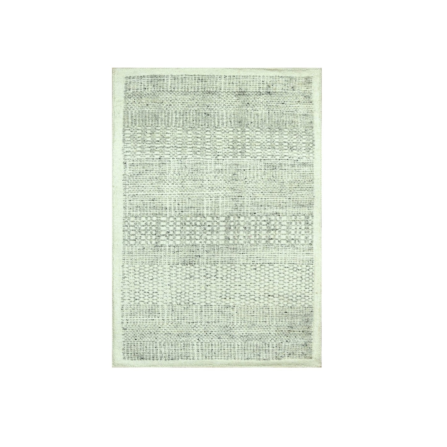 2'X3' Gray Wool Rug Hand Knotted Oxidized & Distressed Grass Design Mat