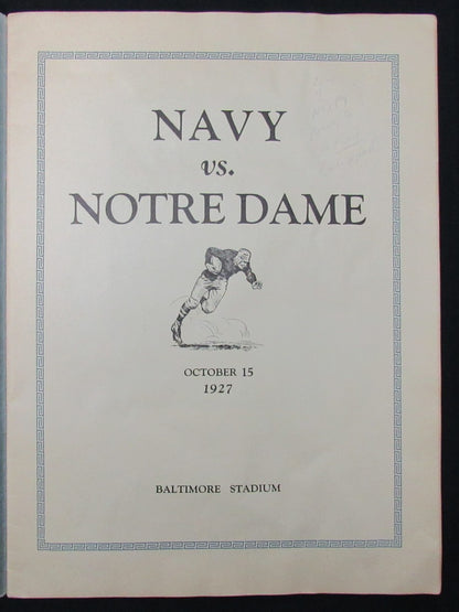 10/15/1927 Navy Vs. Notre Dame College Program