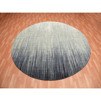10'X10' Gray Modern Ombre Organic Wool Hand Knotted Round Oriental Rug