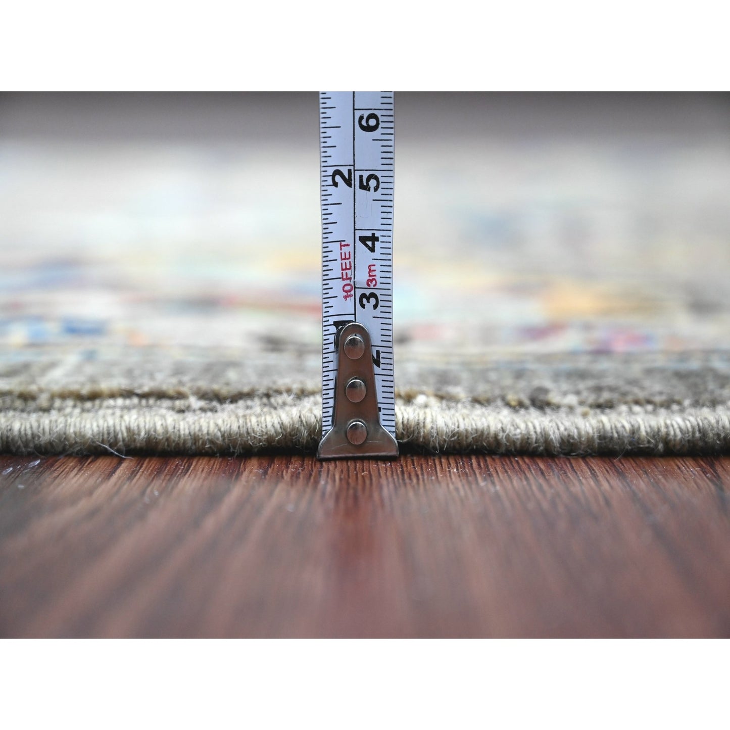 3'1"X6' Dim Gray Peshawar Heris Design Pure Wool Hand Knotted Runner Rug