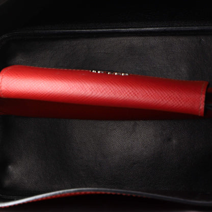 Prada Half Flap Double Turn Lock Satchel Saffiano Leather Medium