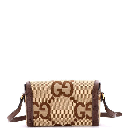 Mini Gucci Horsebit 1955 Flap Crossbody Bag Jumbo GG Canvas