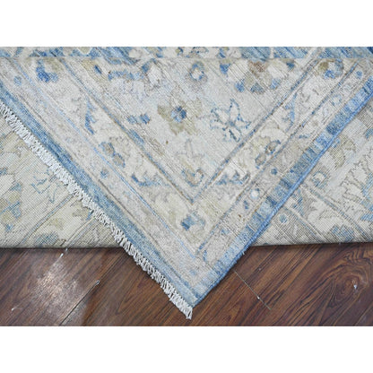 8'9"X12' Blue Hand Knotted Fine Peshawar Mahal Design Wool Oriental Rug