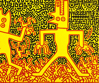 Keith Haring Lithograph From A Painting ' Coa Signed In Pen ' Hand Numbered
