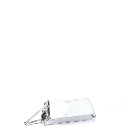 Givenchy Voyou Strap Clutch Crocodile Embossed Leather East West