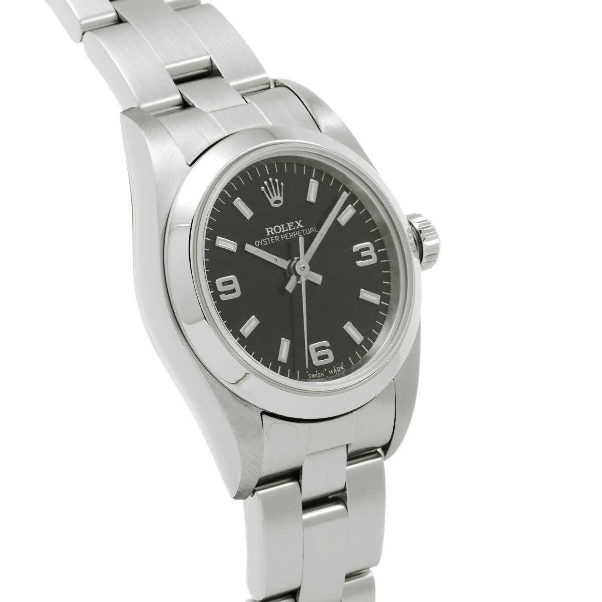Rolex Oyster Perpetual 76080 Black Case Size 2424Mm Ladies Used Watch #711121