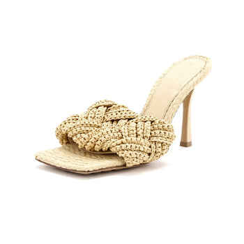 Bottega Veneta Women'S Lido Heeled Sandals Maxi Intrecciato Raffia