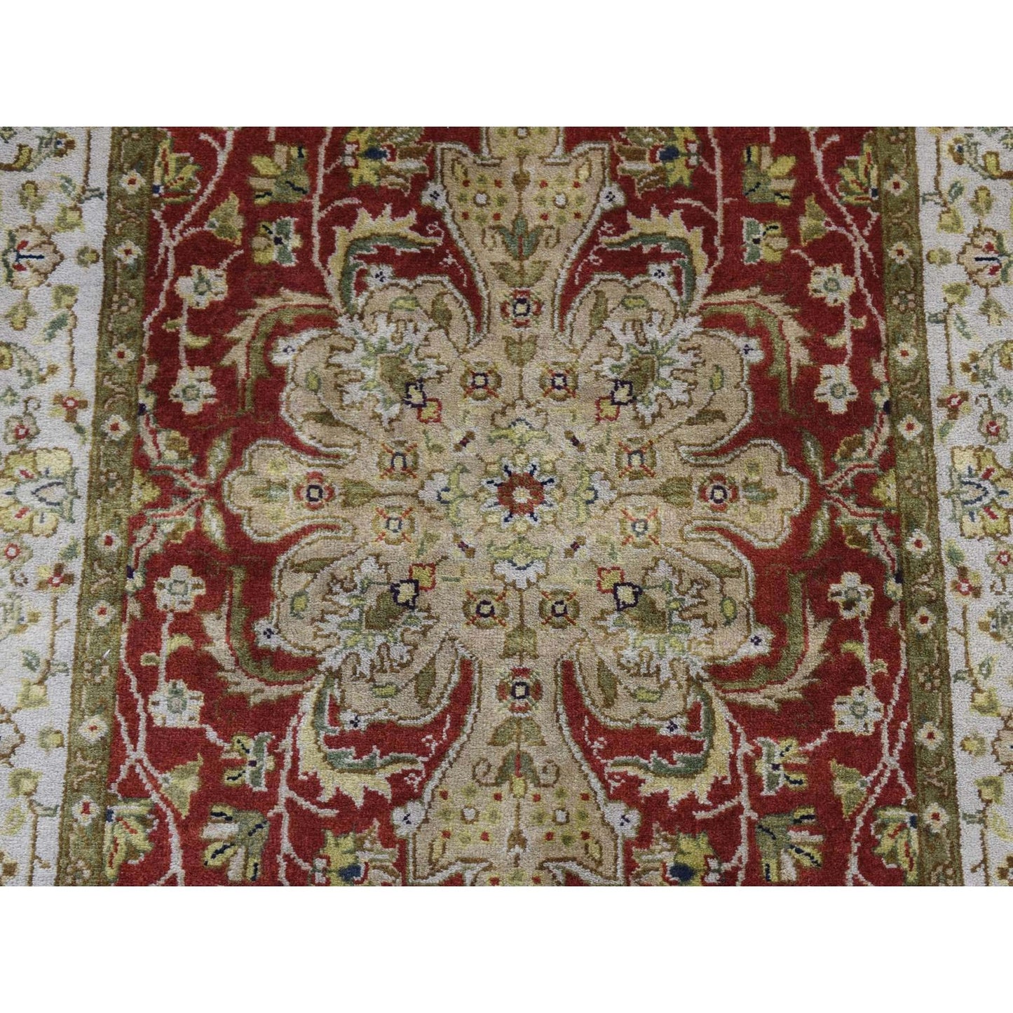 2'4"X11'5" Barn Red Kishoon Revival Wool Hand Knotted 300 Kpsi Runner Rug