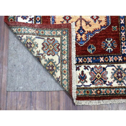 2'10"X23' Deep Red Super Kazak Hand Knotted Wool Oriental Xl Runner Rug