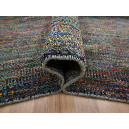 Rug 10'2"x13'10" Gray Modern Hand Knotted Grass Design Wool and Silk