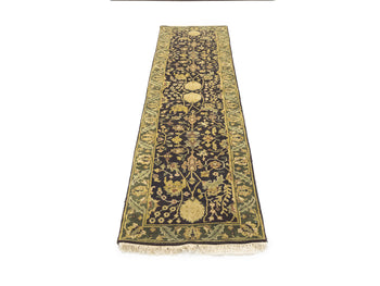 Hand-Knotted Agra Jaipur Floral Oriental Runner