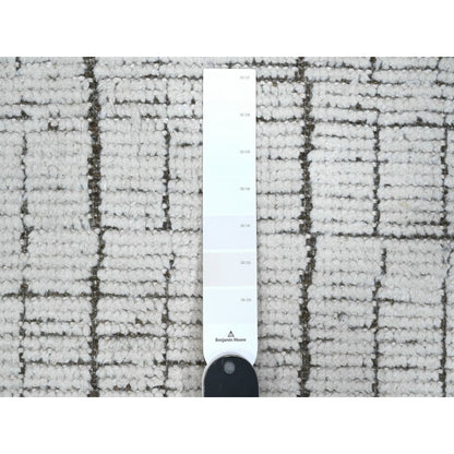 12'2"X15'9" Ivory Hand Knotted Moroccan Weave Wool Oversized Oriental Rug