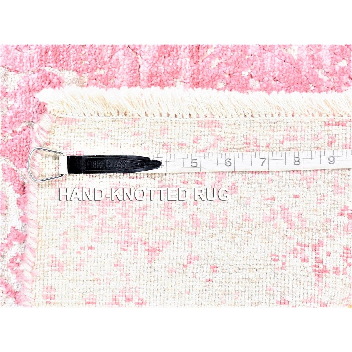 2'6"X7'9" Pink Broken Farsian Design Wool/Silk Hand Knotted Runner Rug