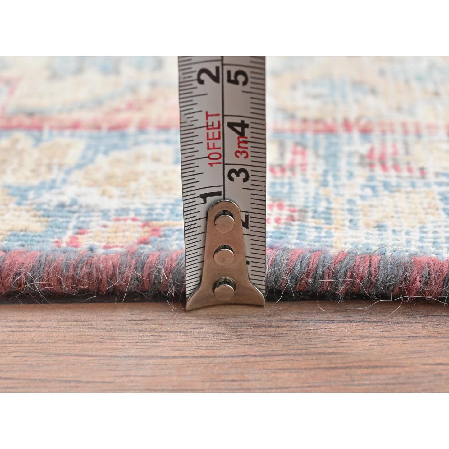 1'10"X2'6" Ivory Vintage Farsian Karman Worn Wool Hand Knotted Mat Rug
