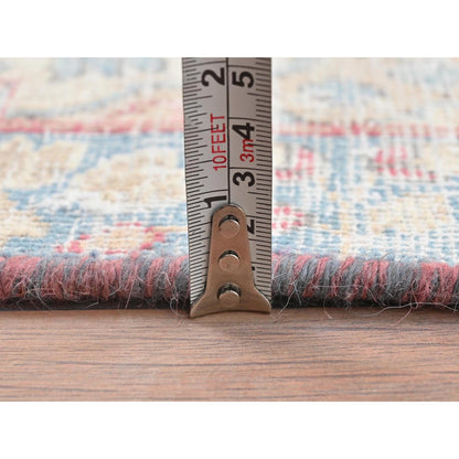 1'10"X2'6" Ivory Vintage Farsian Karman Worn Wool Hand Knotted Mat Rug