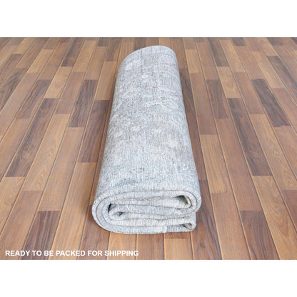 7'2"X10'4" Wool Hand Knotted Gray Vintage Overdyed Farsian Tabrez Rug
