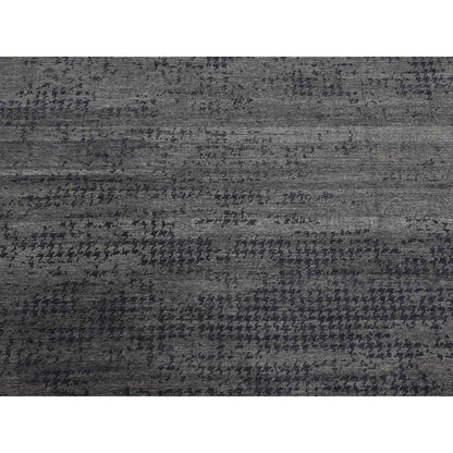 8'X10'1" Black And Gray Modern Design Pure Silk Hand Knotted Rug