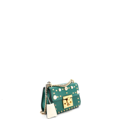 Gucci Pearly Padlock Shoulder Bag Studded Leather Small