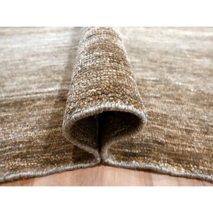 9'4"X12'4" Shades Of Brown Modern Plain Design 100% Wool Hand Knotted Rug