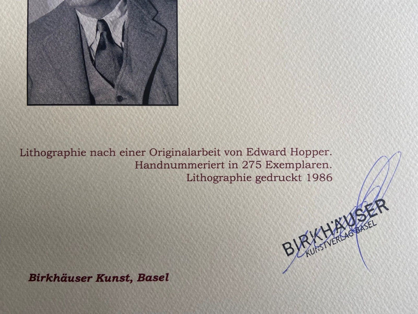 Edward Hopper Lithograph Coa Hand Signed Numbered Limited