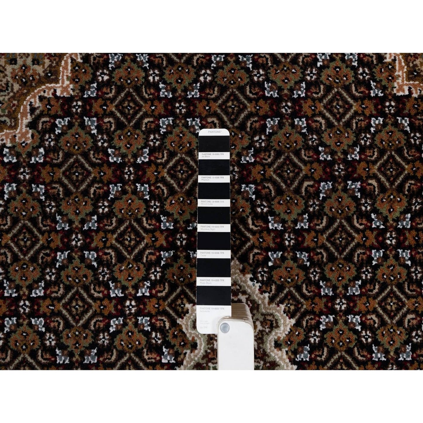 6'X9'1" Black Tebraz Mahi With Medallion Design Hand Knotted Wool Rug