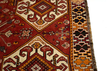 Handmade Vintage Oriental Area Rug Geometric