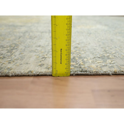 8'X10'1" Sage Green Abstract With Galaxy Design Wool Hand Knotted Rug