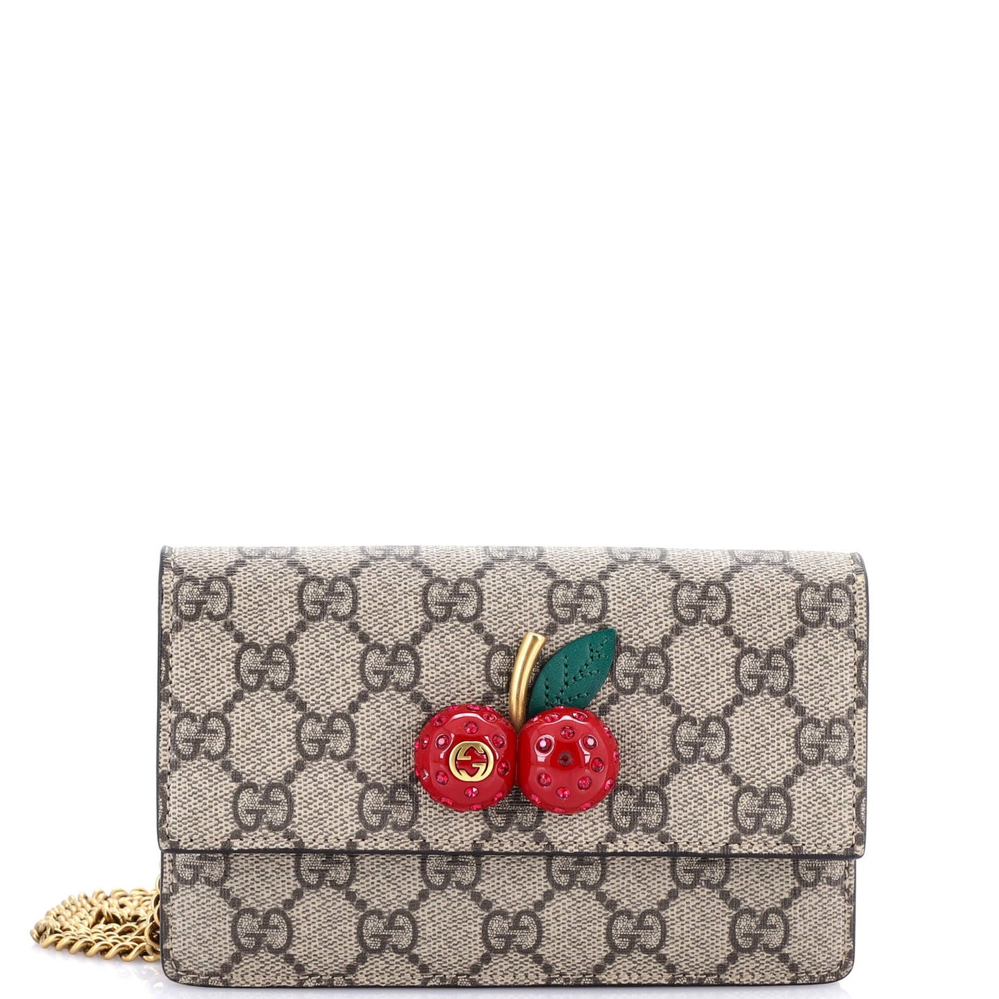 Gucci Cherries Wallet On Chain Gg Coated Canvas Mini