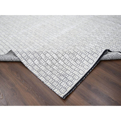 12'2"X15' White Wool And Silk Hand Loomed Modern Oversized Oriental Rug
