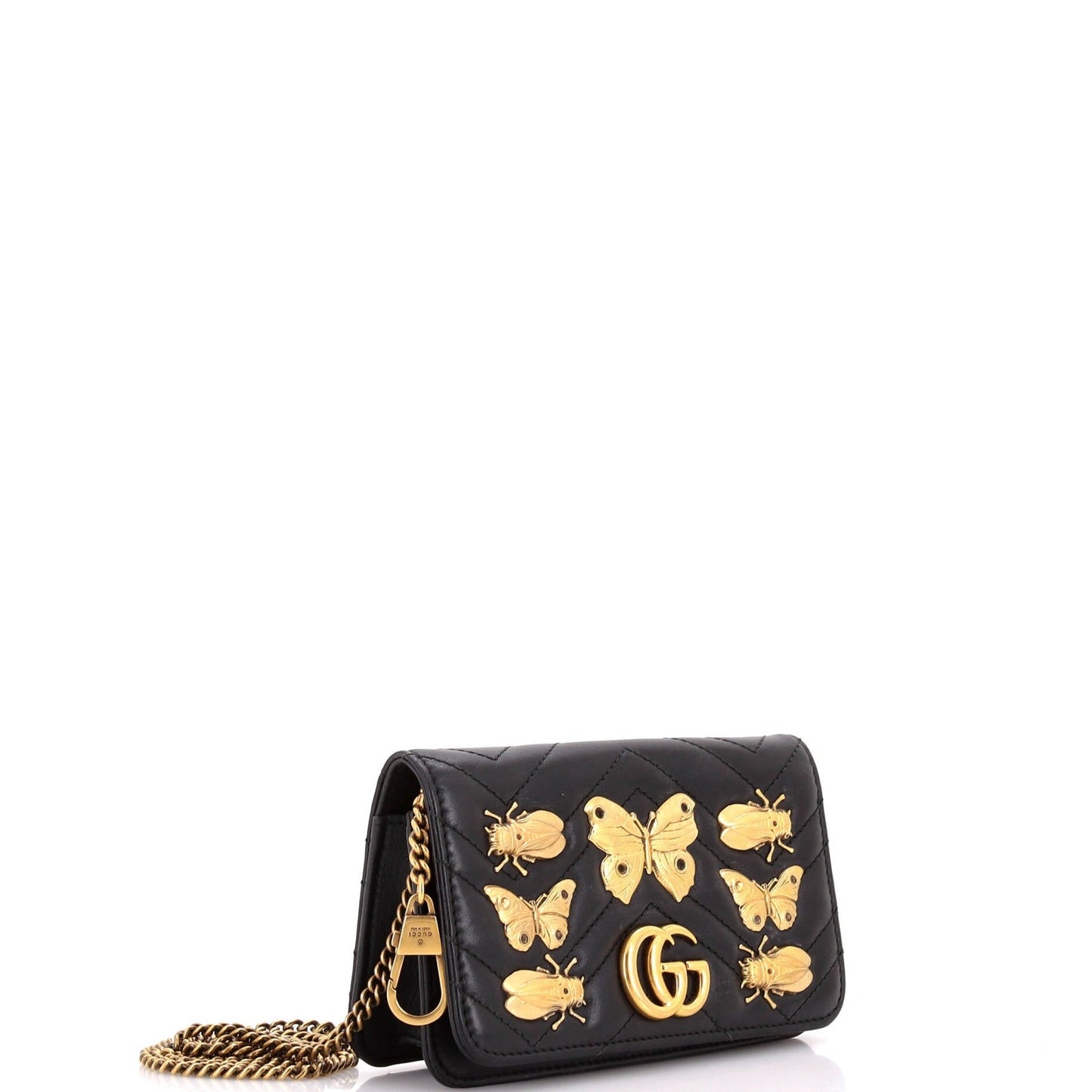 Gucci Gg Marmont Chain Flap Bag Embellished Matelasse Leather Mini